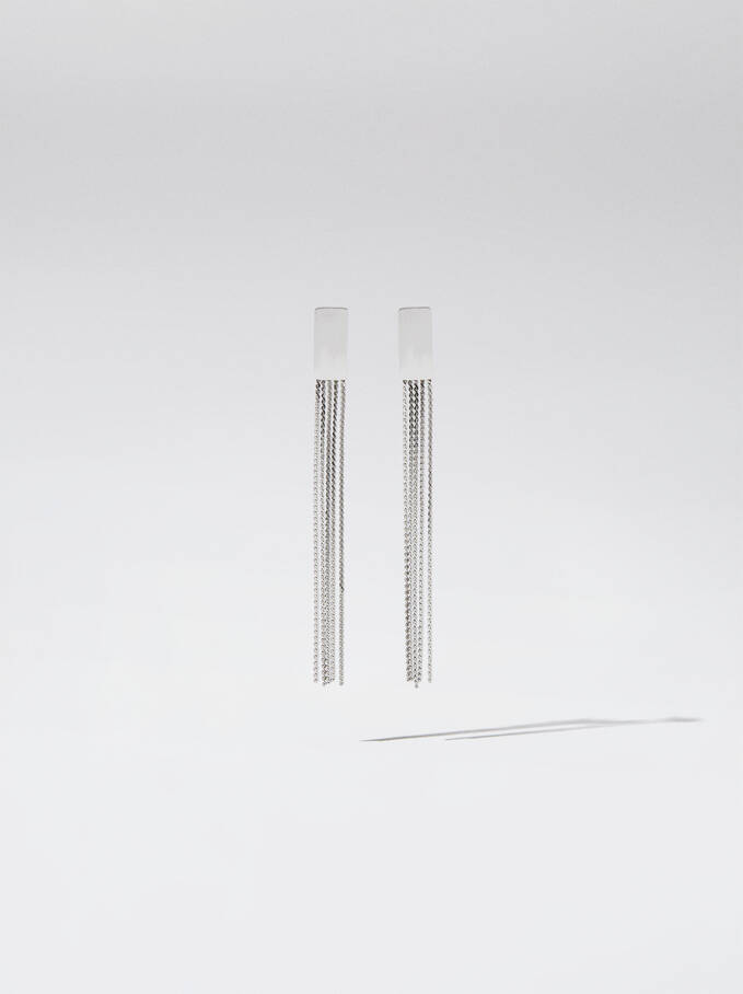 Golden Stainless Steel Earrings, Silver, hi-res