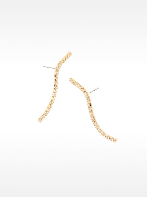 Curved bar earrings with zirconia