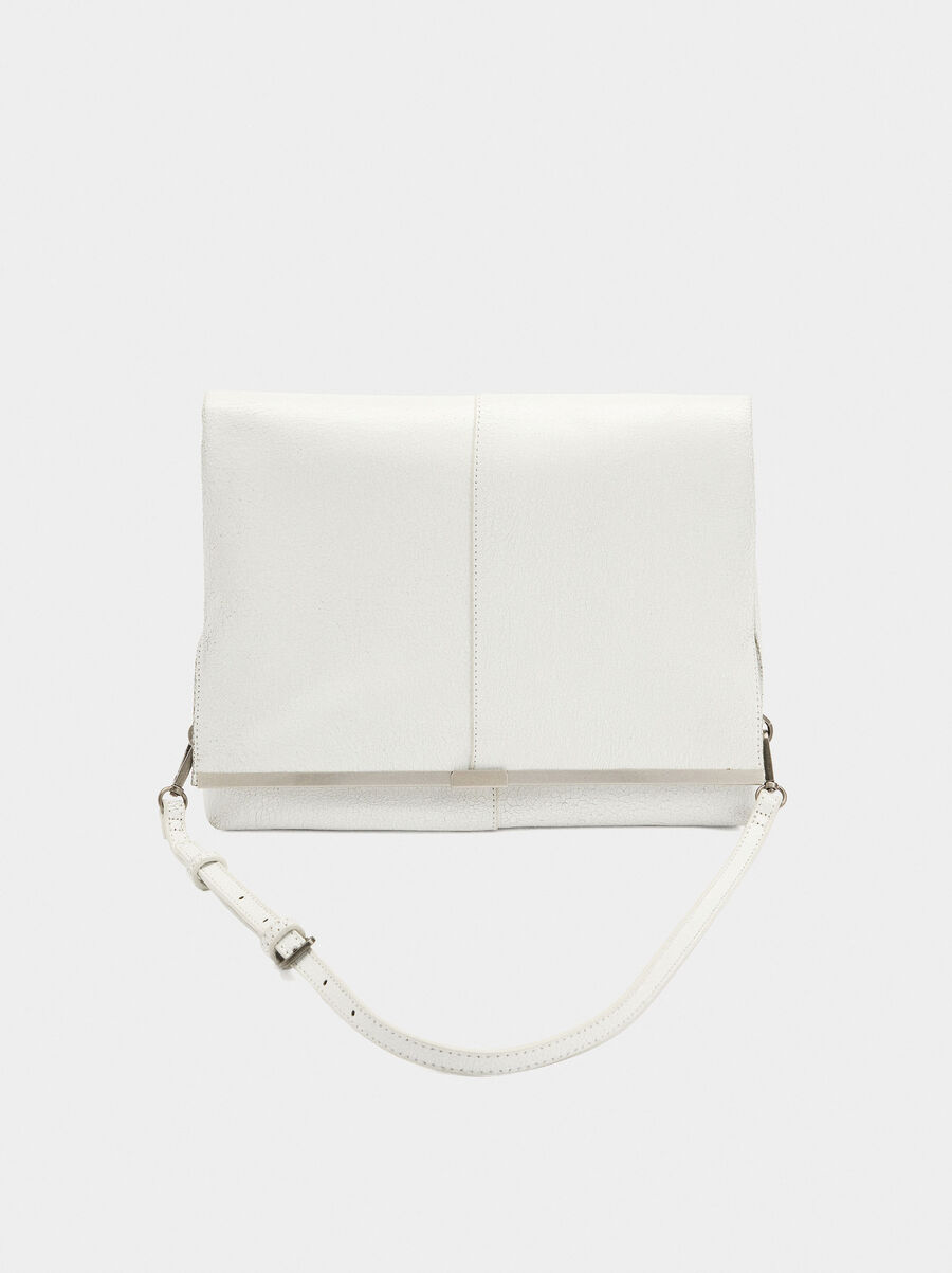 Shoulder bag with cracked leather