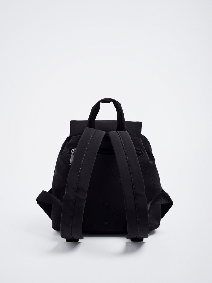 Quilted Nylon Backpack, Black, hi-res