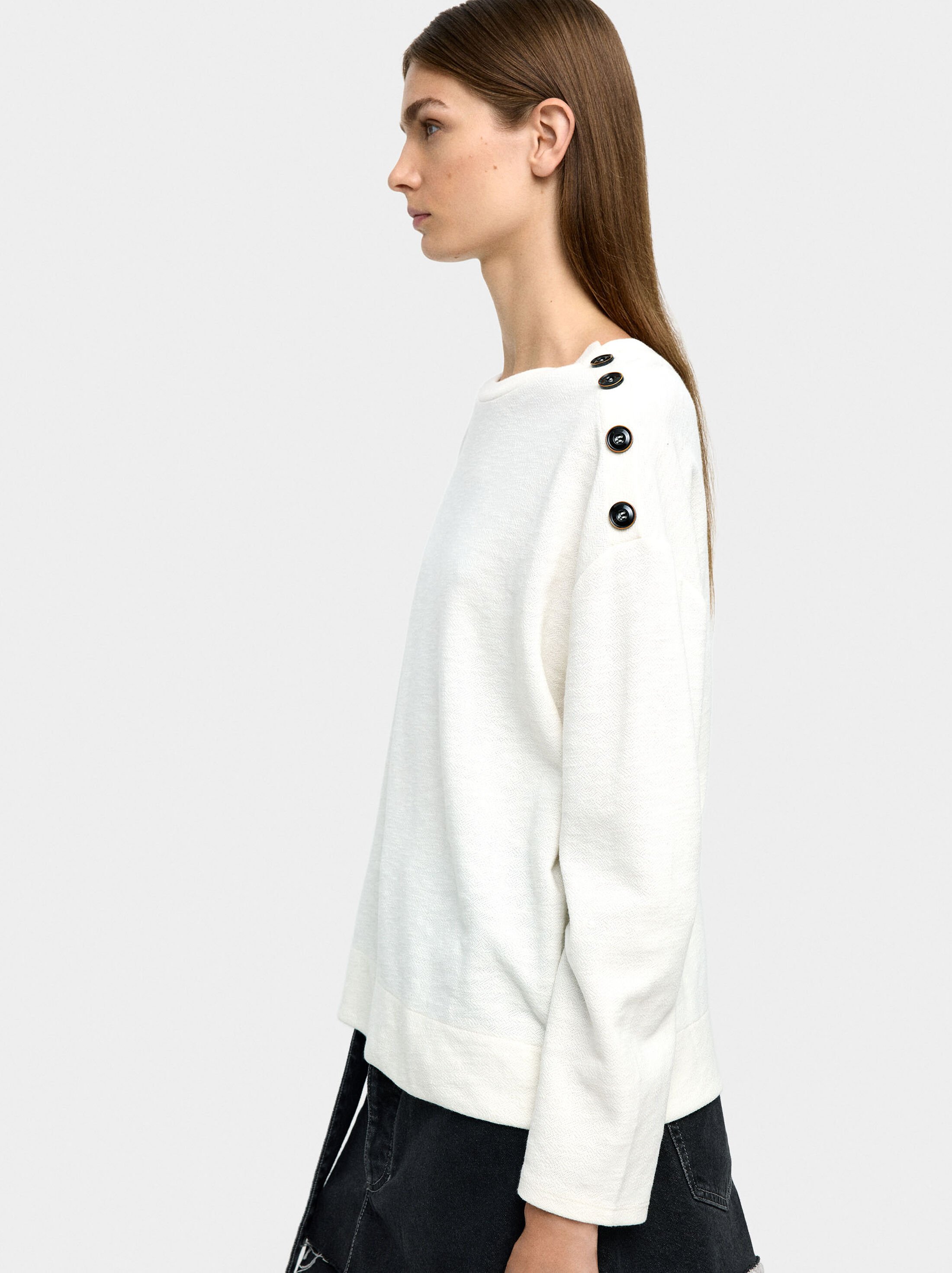 Long-sleeve sweater with buttons image number 3.0