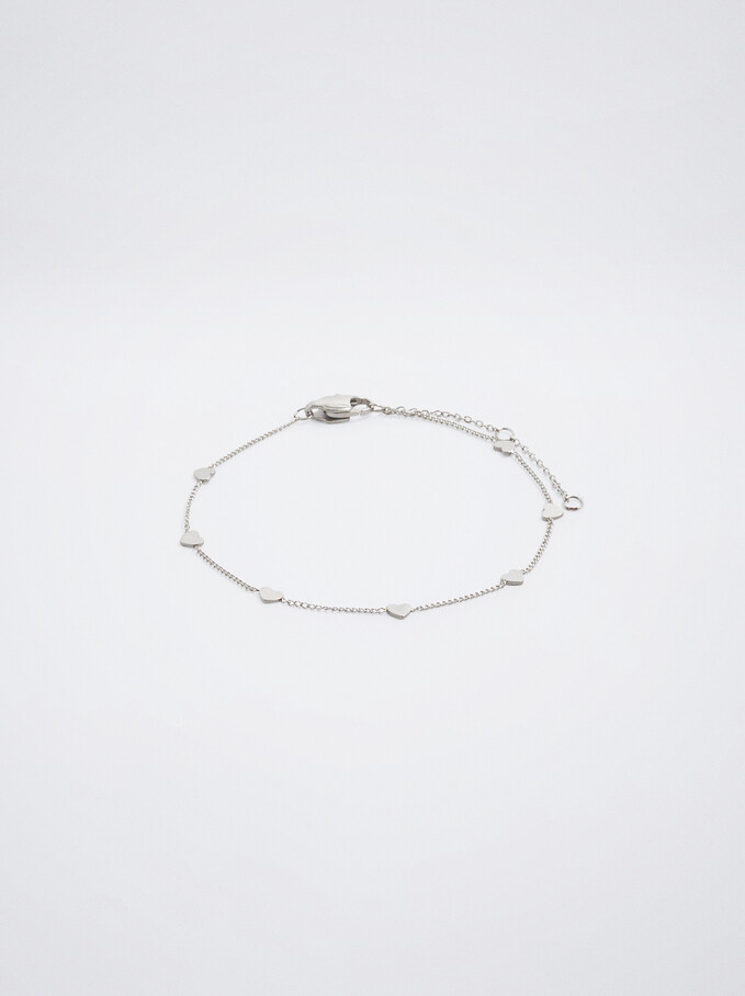 Steel Bracelet With Hearts, Silver, hi-res