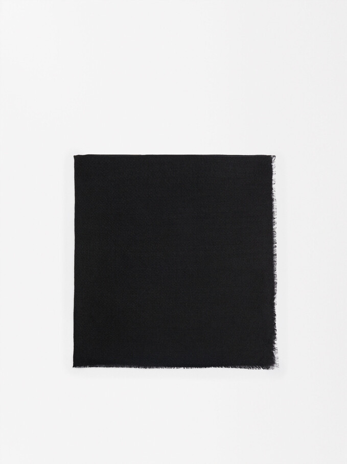 Foulard Pashmina Uni, Noir, hi-res