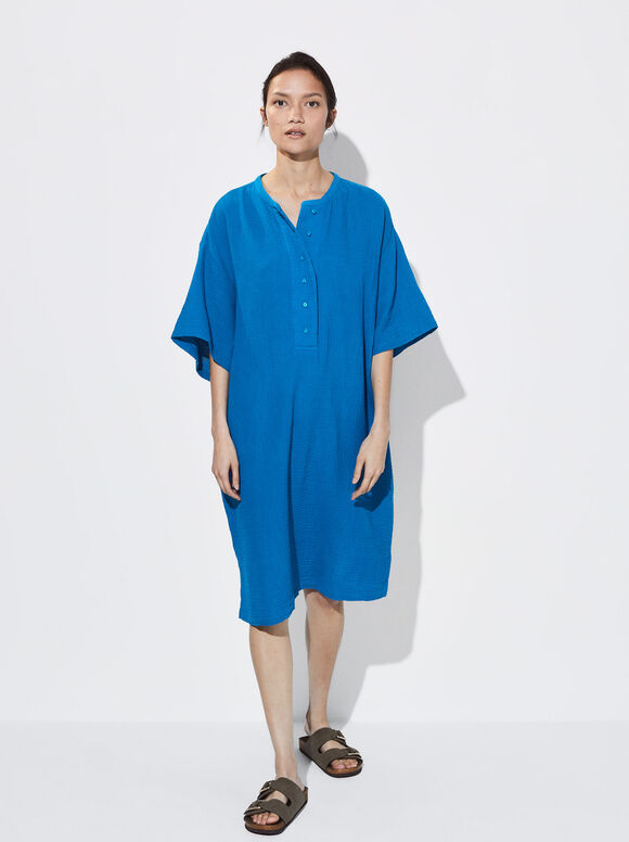 Textured Dress, Blue, hi-res