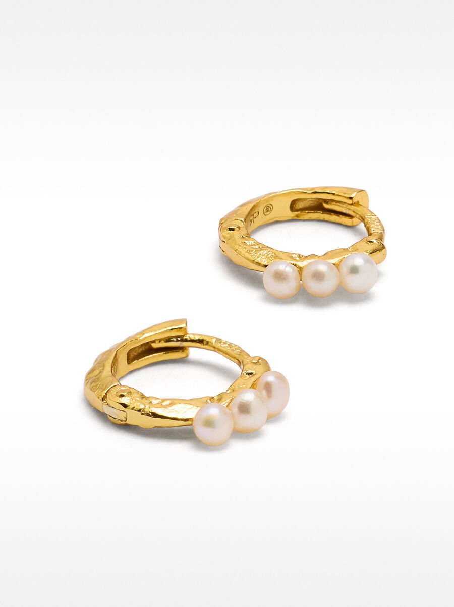 Freshwater pearl hoop earrings - 925 sterling silver