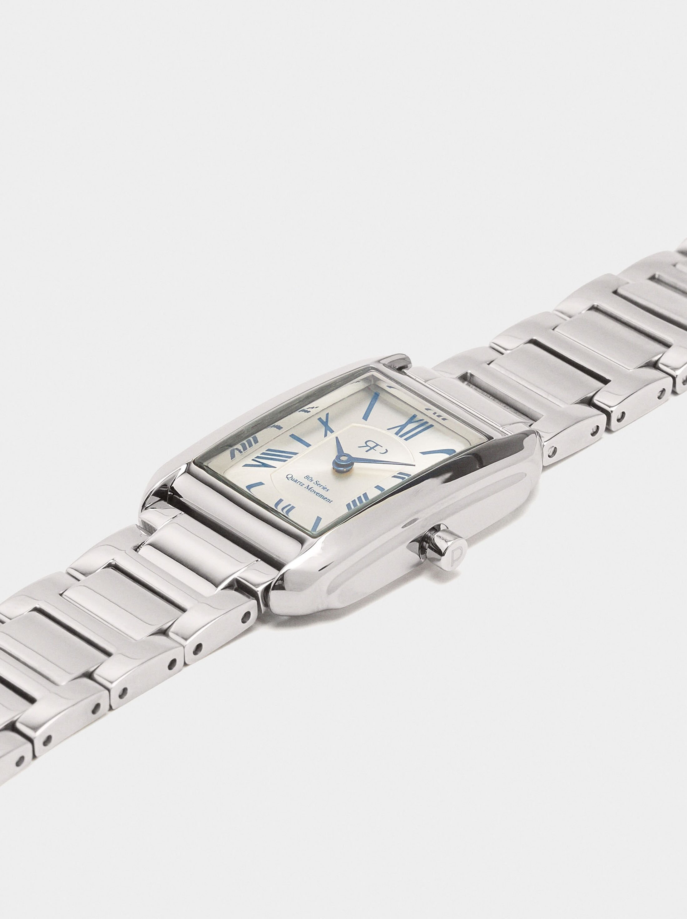 Rectangular watch with stainless steel bracelet image number 2.0