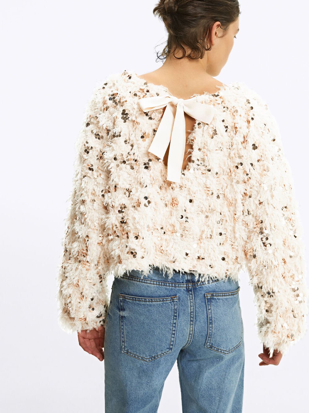 Feather Effect Sweater With Sequins