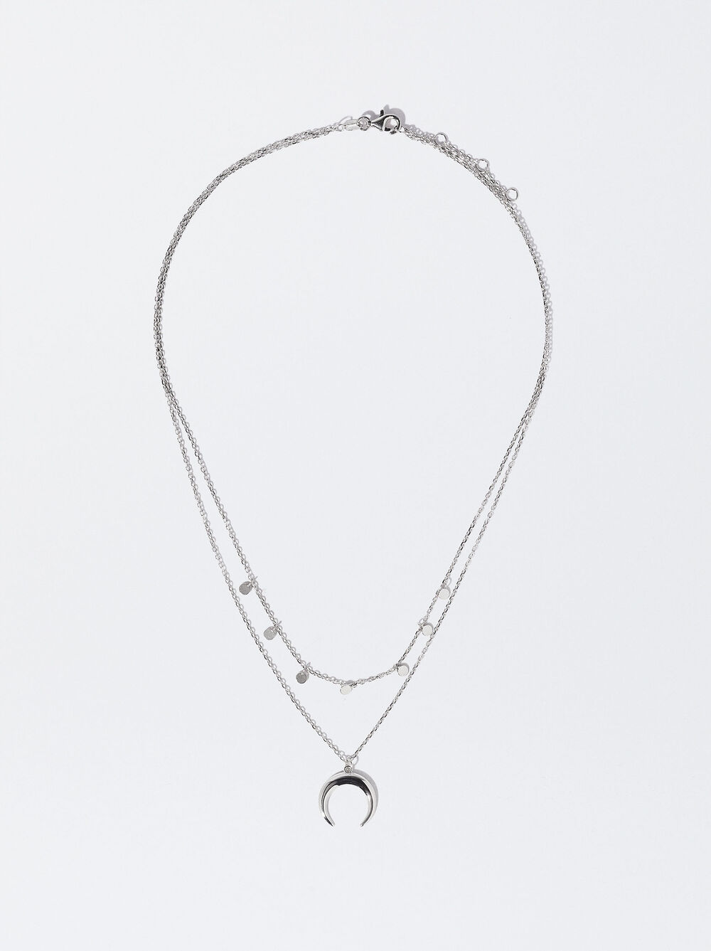 Short 925 Silver Necklace With Horn Pendant