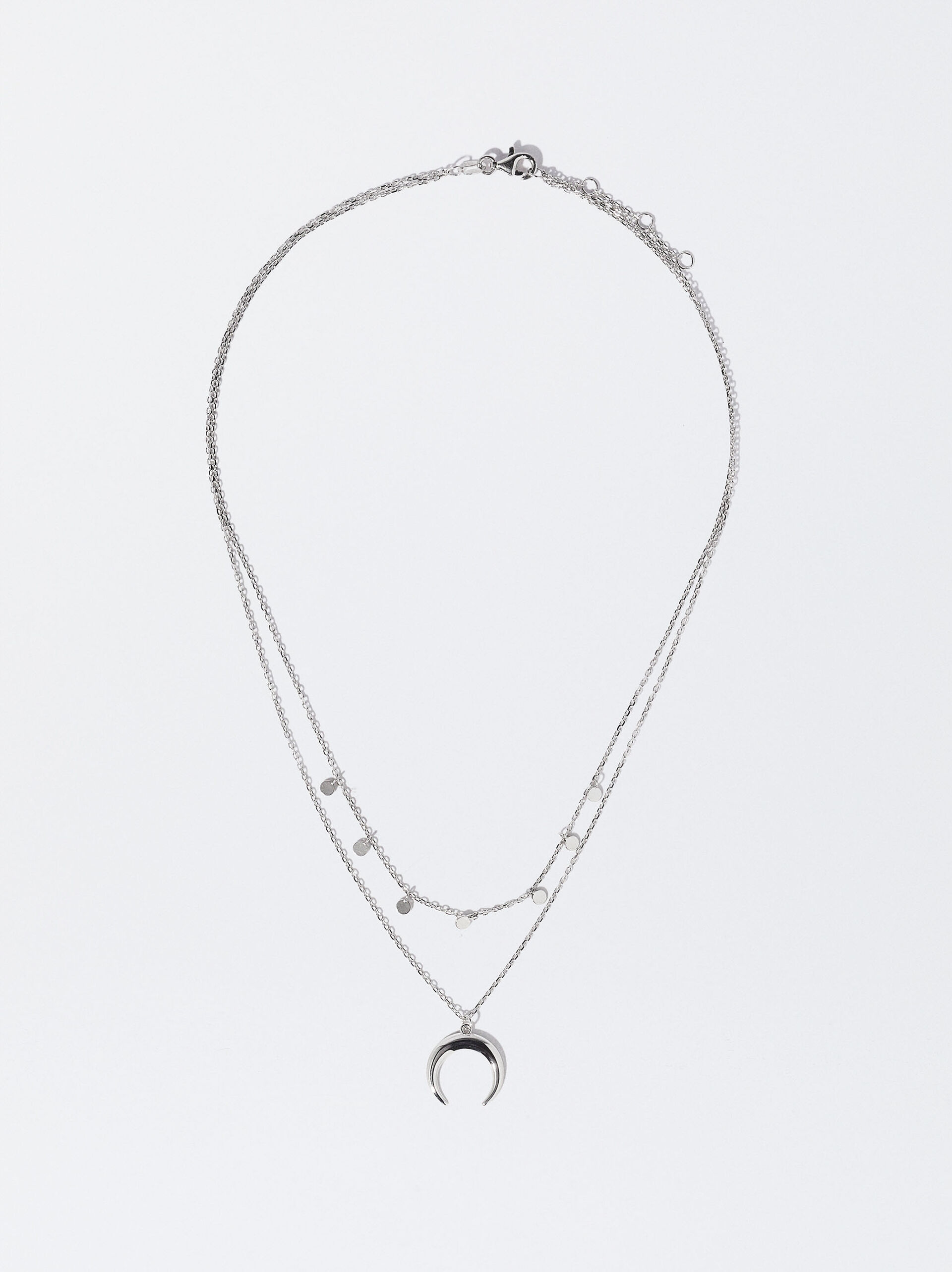 Short 925 Silver Necklace With Horn Pendant image number 2.0