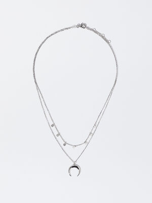 Short 925 Silver Necklace With Horn Pendant image number 2.0