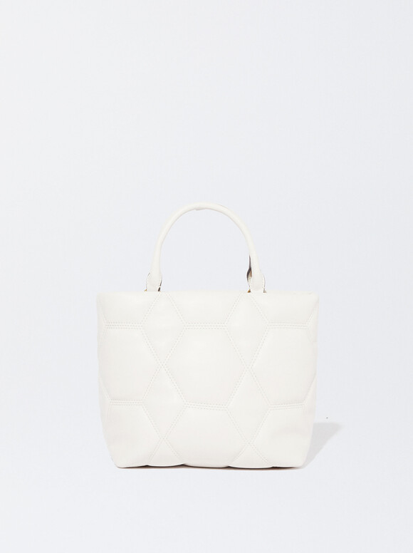 Quilted Tote Bag, Beige, hi-res