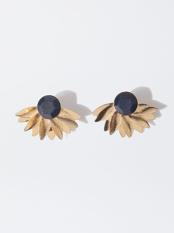Earrings With Semiprecious Stone, Blue, hi-res