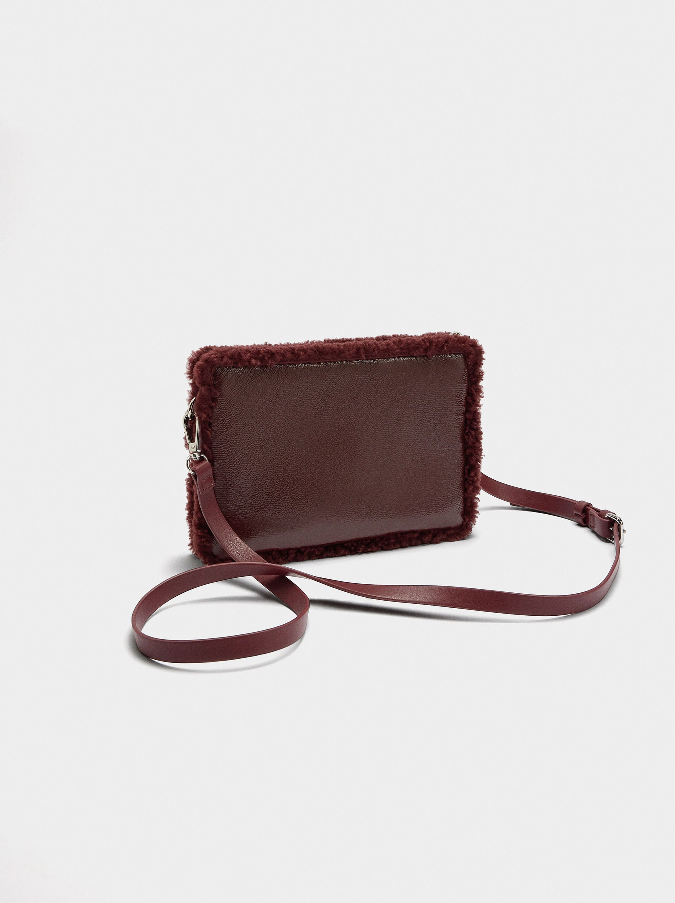 Crossbody bag with fur-effect edges image number 2.0