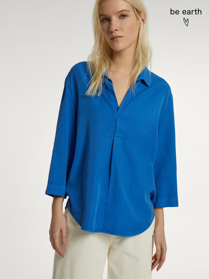 100% Lyocell Shirt, Blue, hi-res
