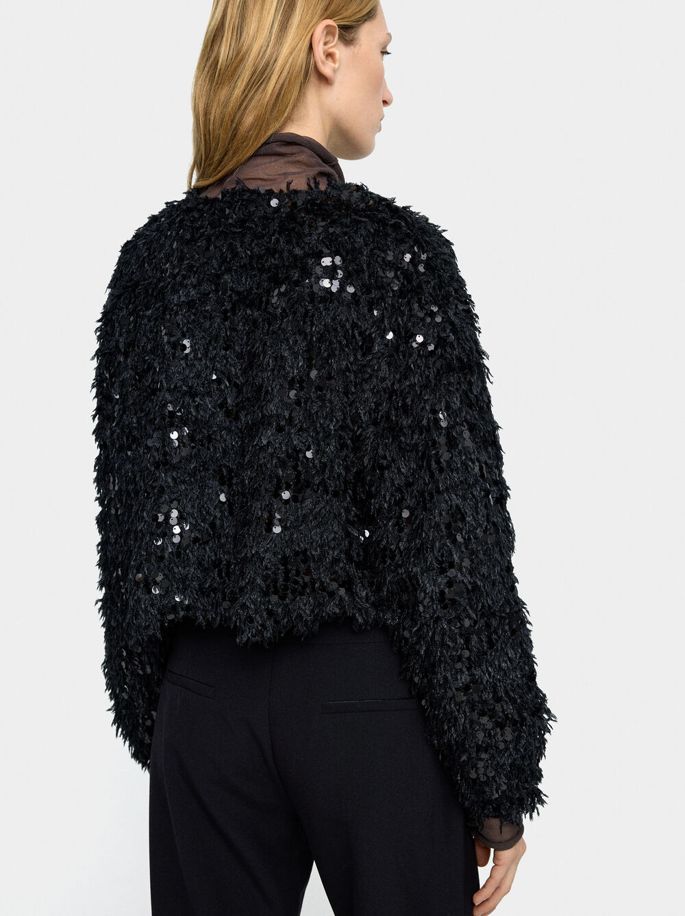 Voluminöser Cardigan mit Pailletten