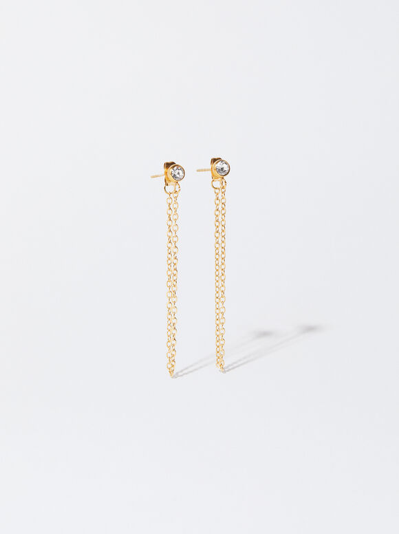 Golden Stainless Steel Earrings, , hi-res