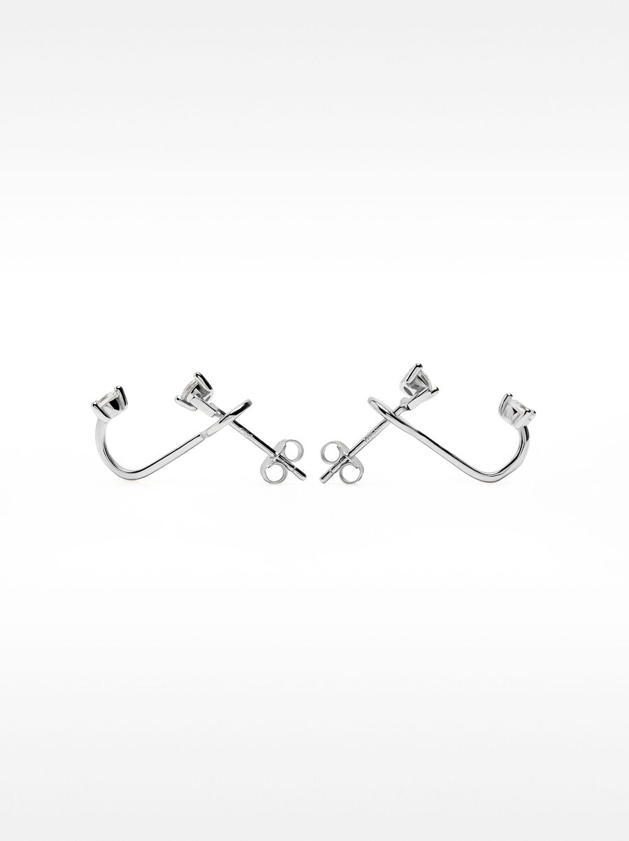 Ear jacket earrings with zircons - 925 sterling silver