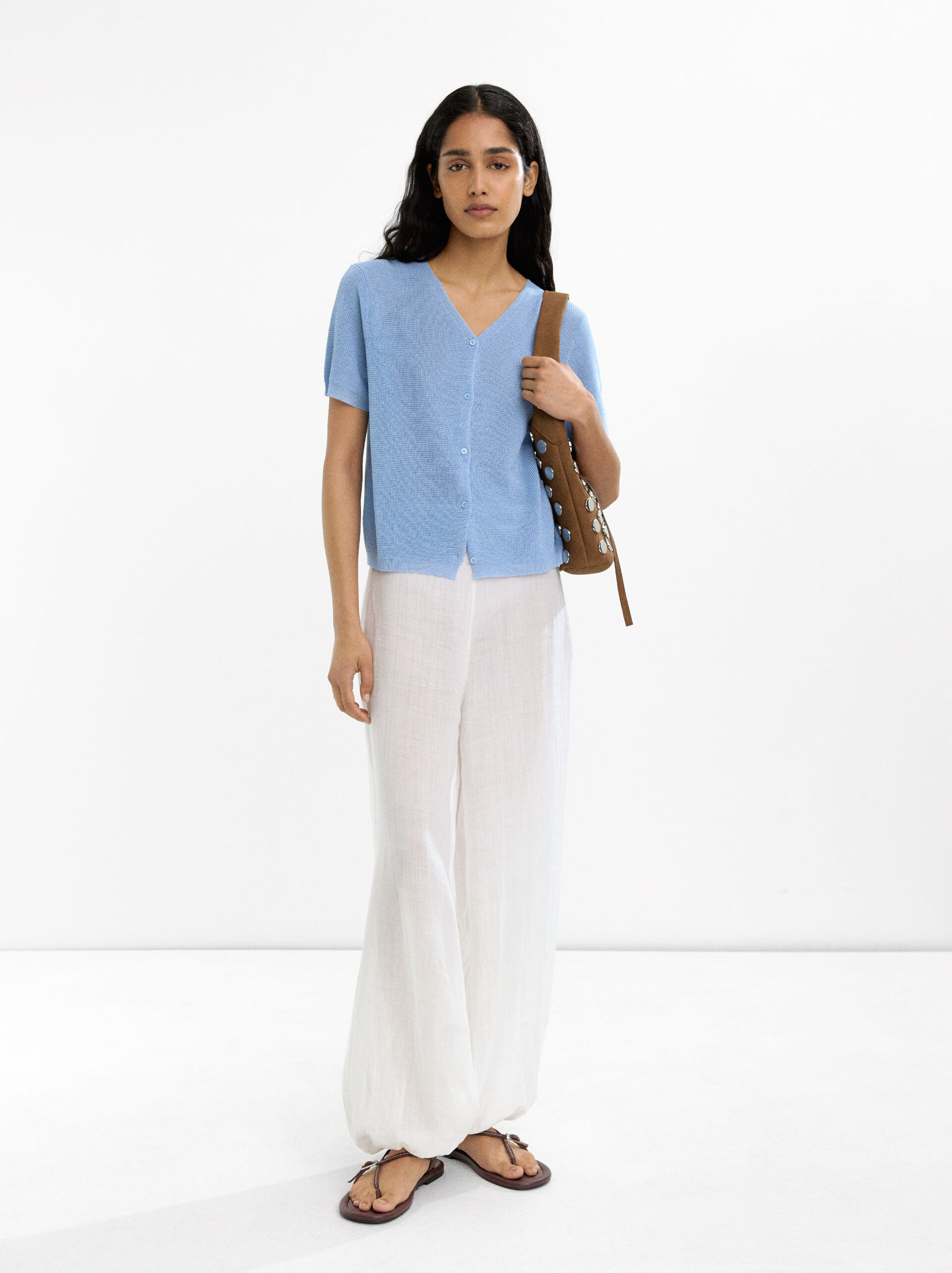 Short-sleeve knit cardigan image number 3.0