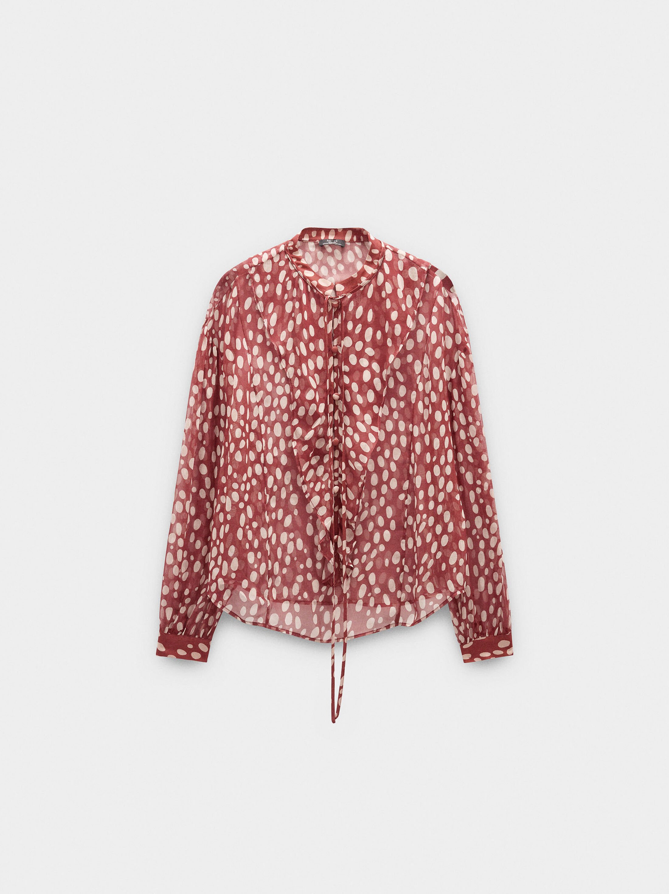 Blouse with semi-transparent print image number 4.0