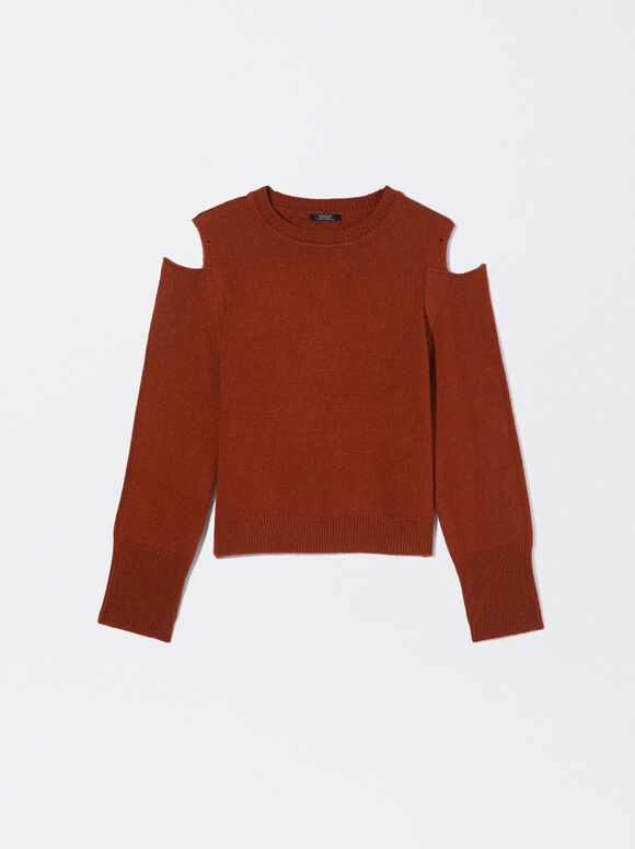 Knit Sweater With Wool, Brick Red, hi-res