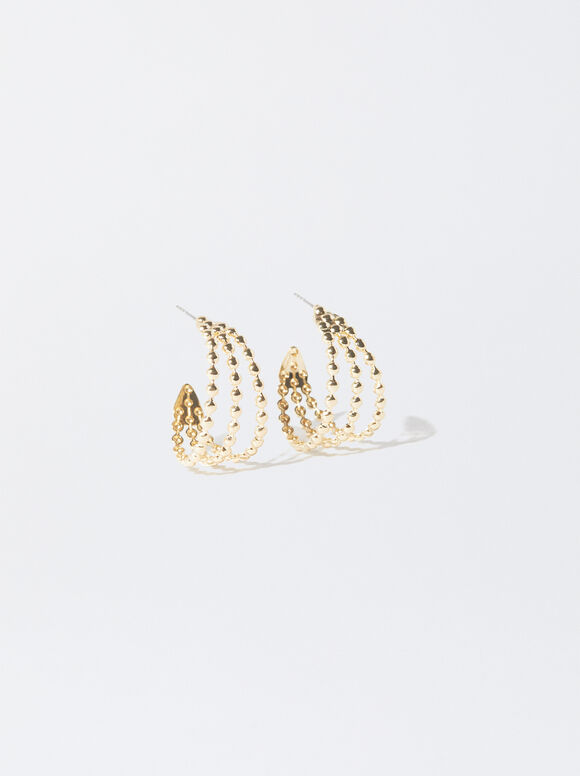 Gold-Toned Hoop Earrings, Golden, hi-res