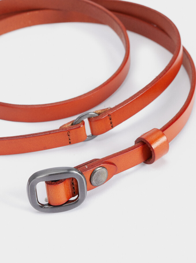 Leather Belt, Brick Red, hi-res