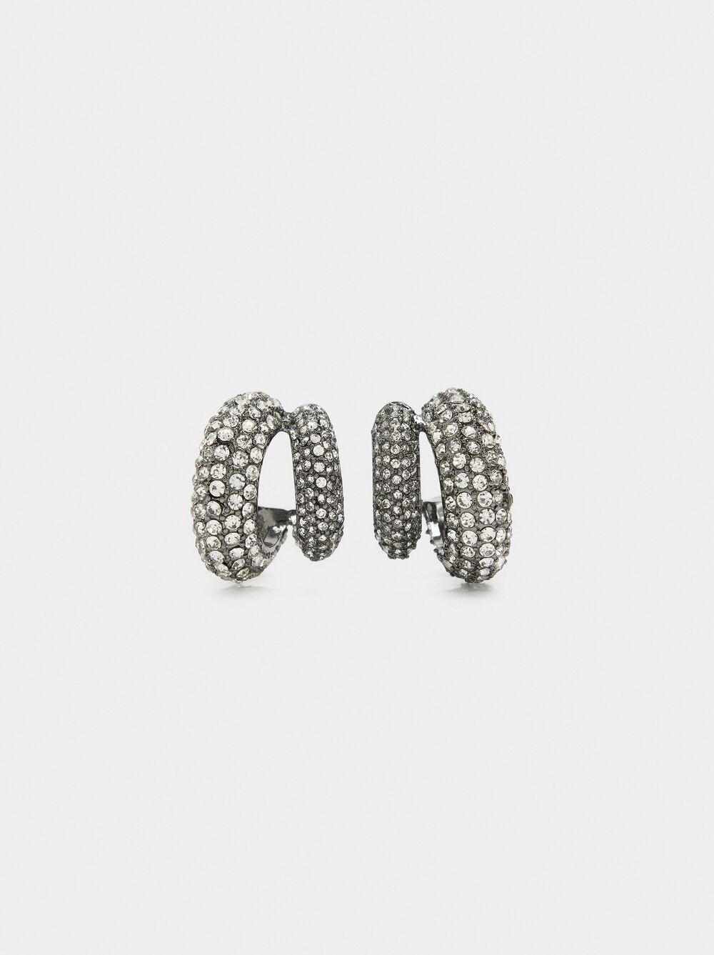 Open hoop earrings with double effect with crystals