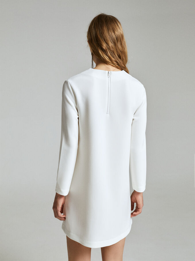 Short Long-Sleeve Dress, White, hi-res