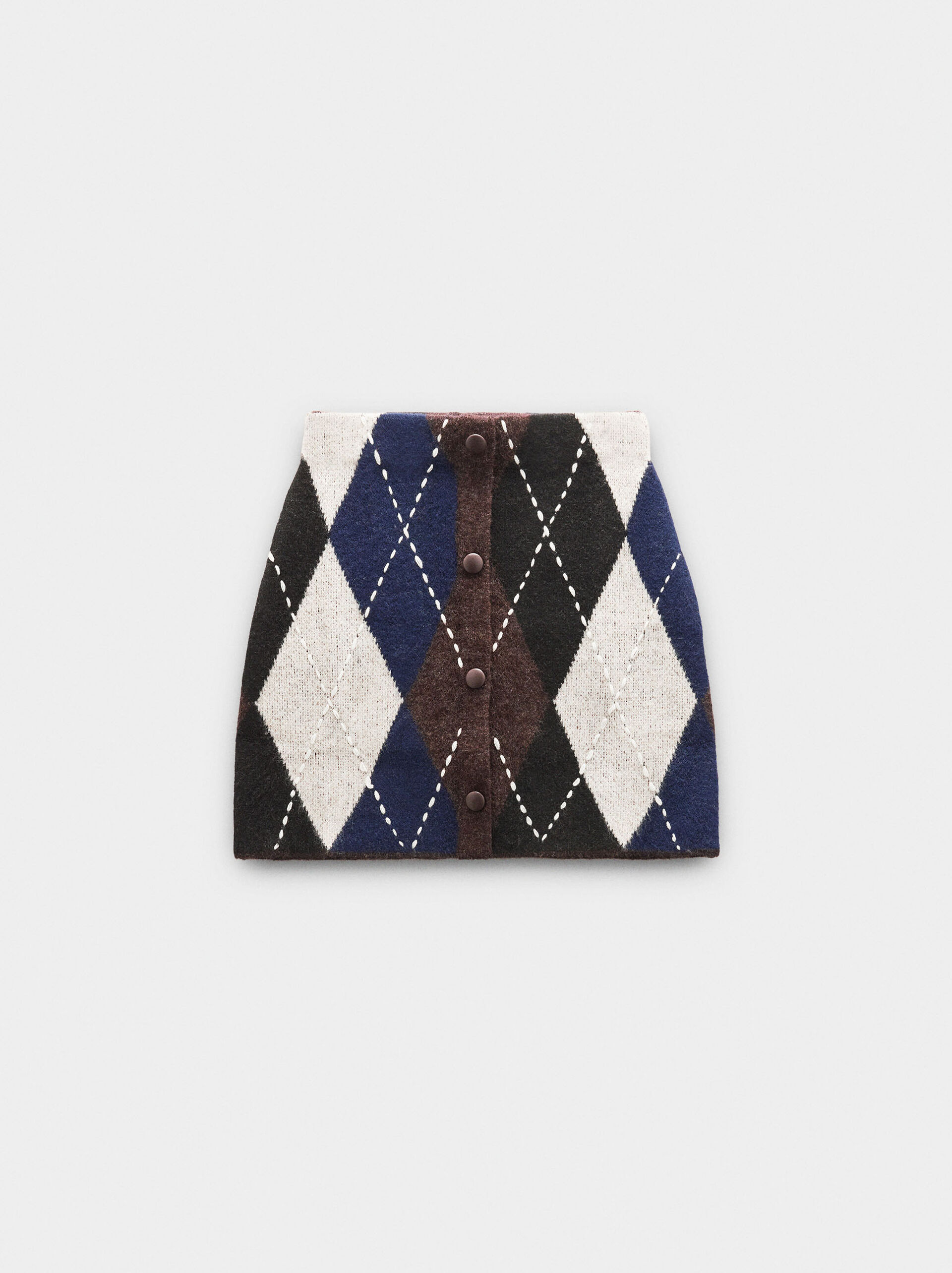 Jupe en maille avec losanges et broderie image number 5.0