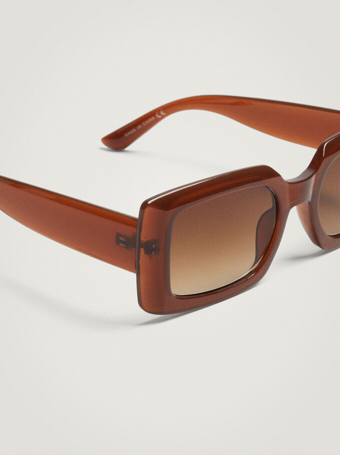Square Frame Sunglasses, Brown, hi-res