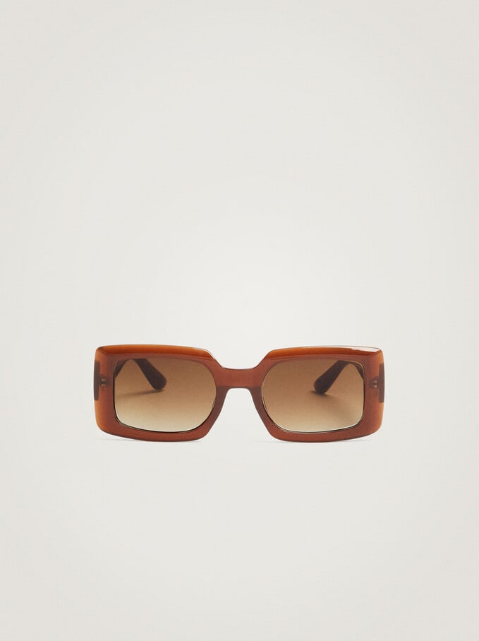 Square Frame Sunglasses, Brown, hi-res