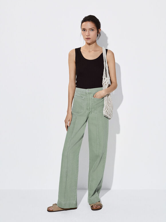 Straight Fit Jeans, Green, hi-res