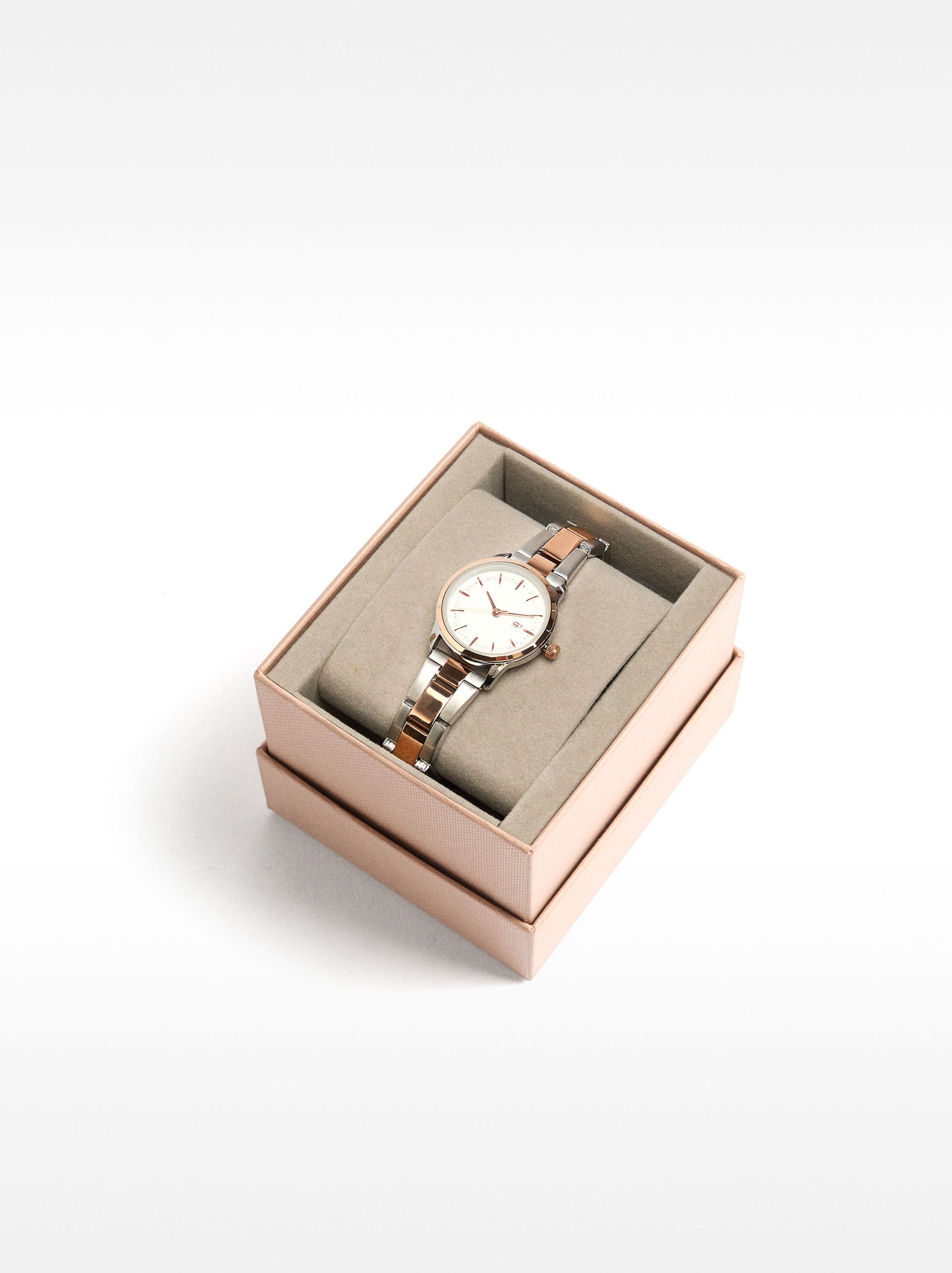 Reloj de pulsera de acero inoxidable bicolor image number 3.0
