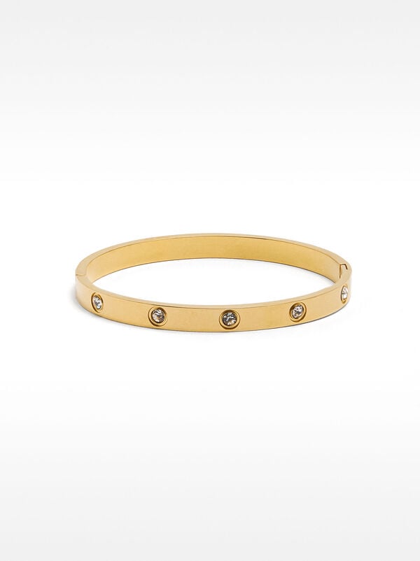 Stainless steel rigid bracelet with crystals