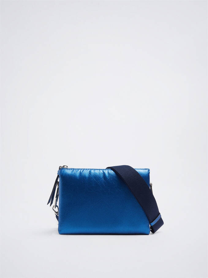 Metallic Crossbody Bag, Blue, hi-res