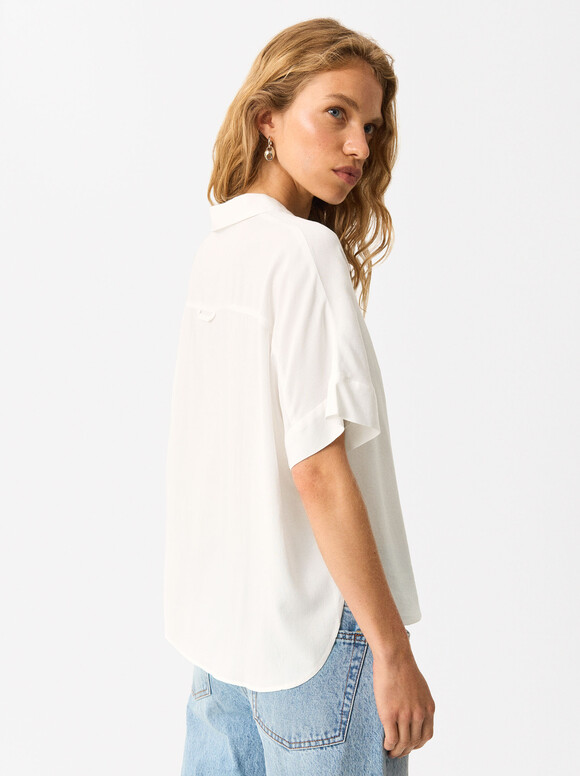 Short-Sleeved Shirt With Buttons, White, hi-res