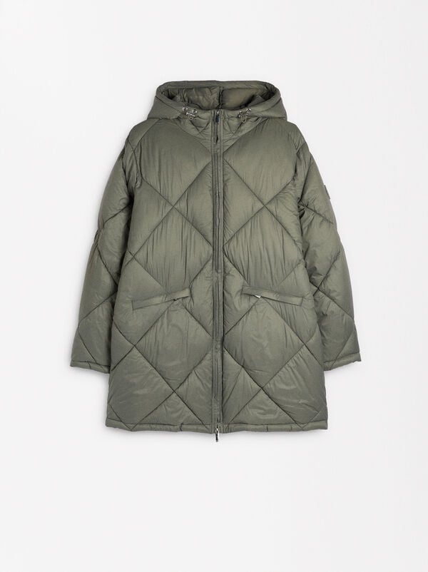 Quilted coat with hood