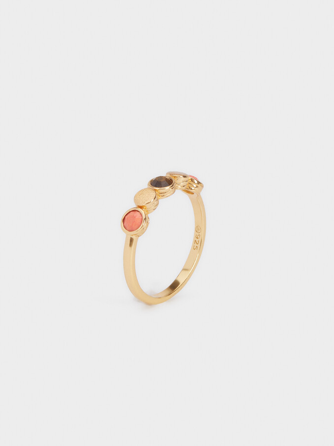 925 Silver Ring With Stones, Coral, hi-res