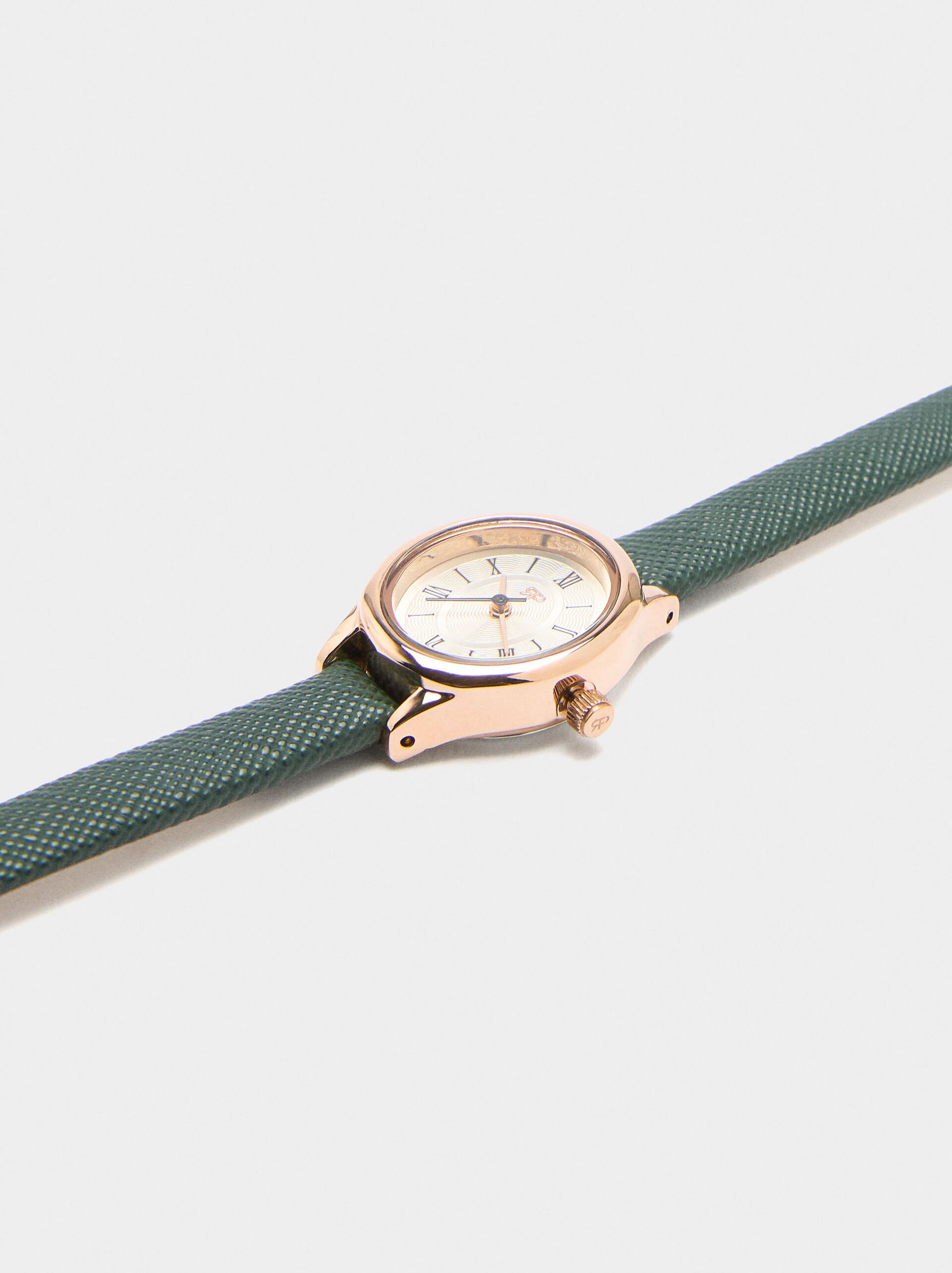 Oval watch with textured strap image number 1.0