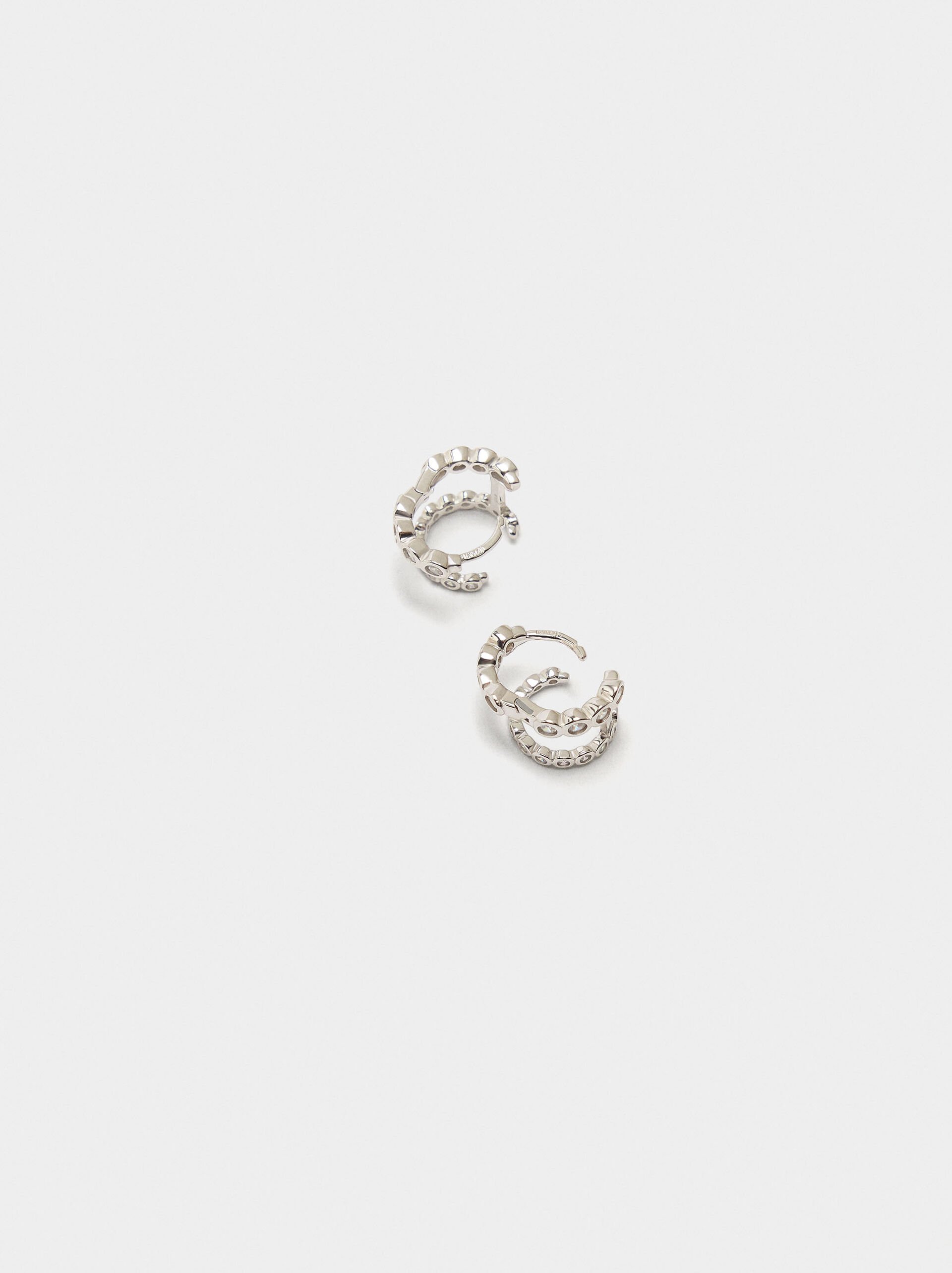 Hoops earrings with zircons - 925 sterling silver image number 3.0