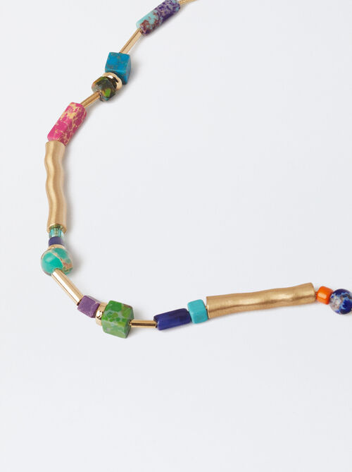Necklace With Stones And Resin