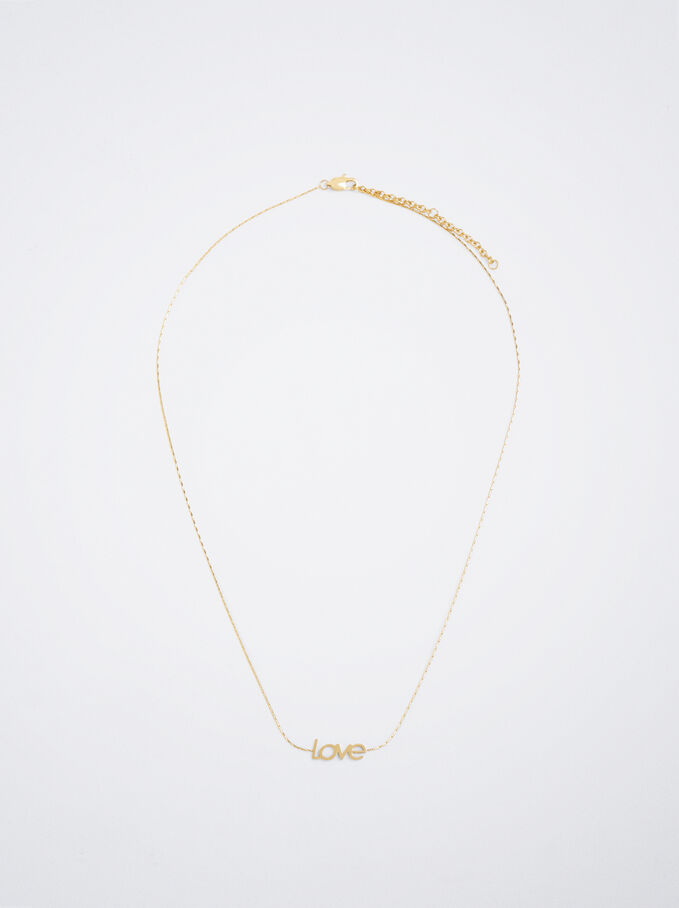 Love Steel Golden Necklace, Golden, hi-res