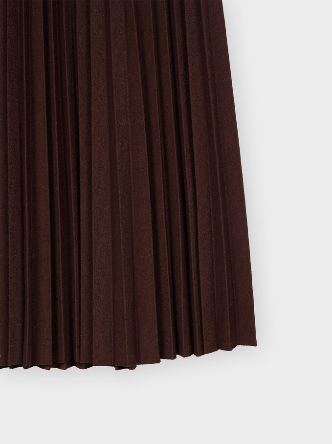 Pleated Skirt With An Elastic Waistband, Bordeaux, hi-res