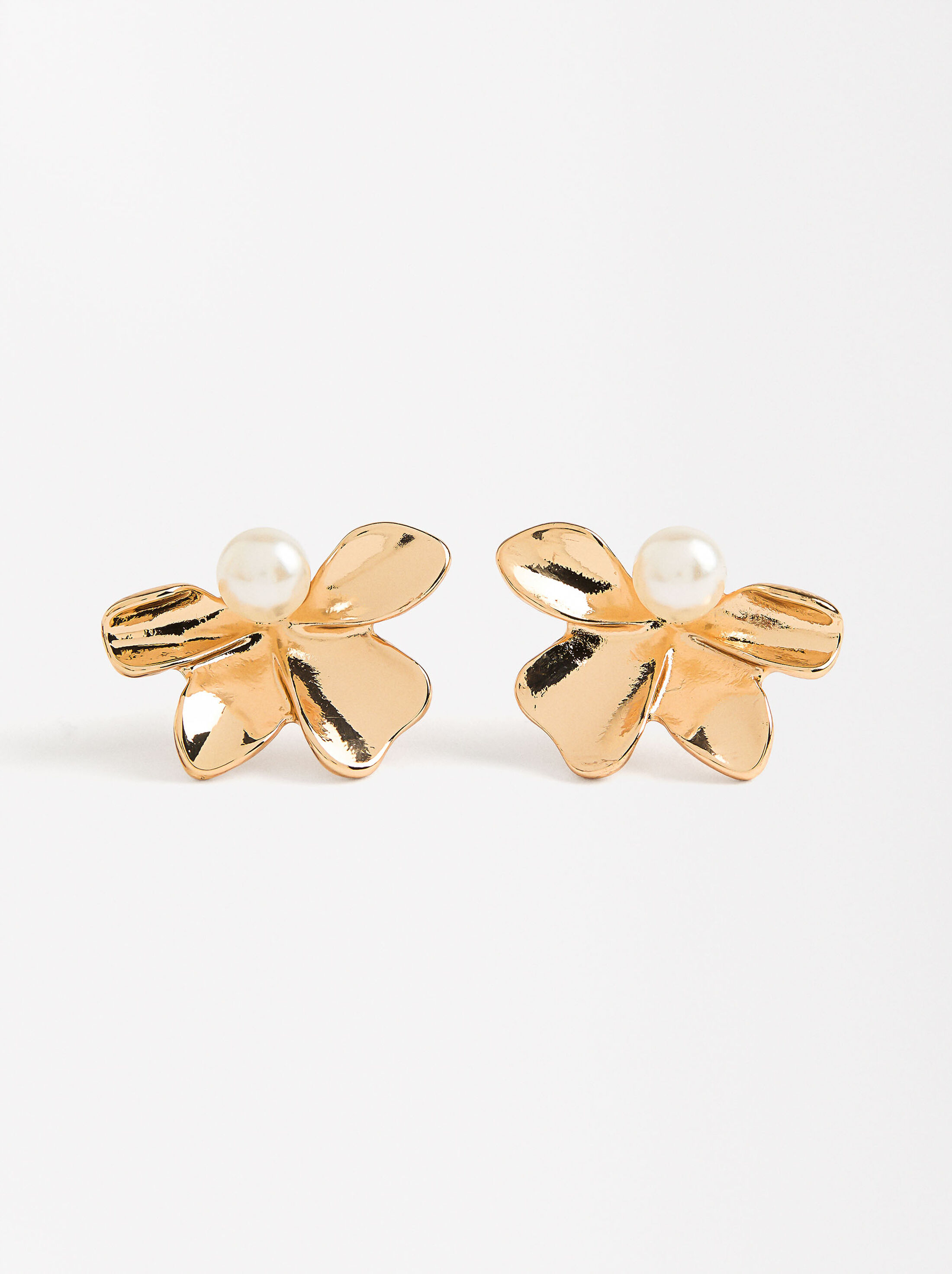 Flower earrings with pearl image number 0.0