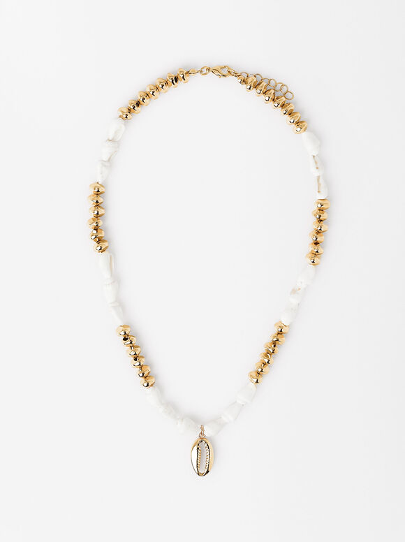 Shell Necklace With Seashell, White, hi-res