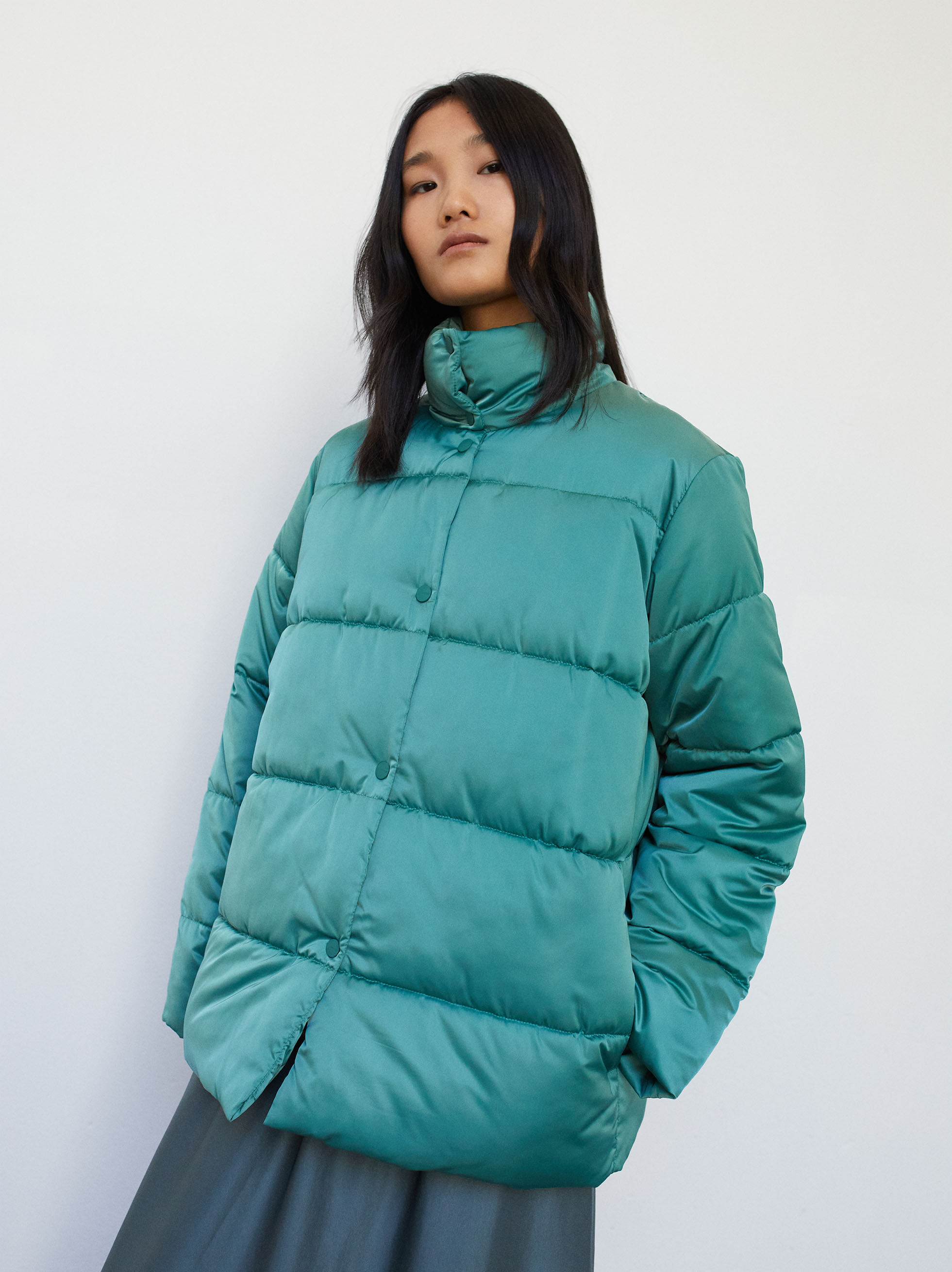 ladies dark green padded coat