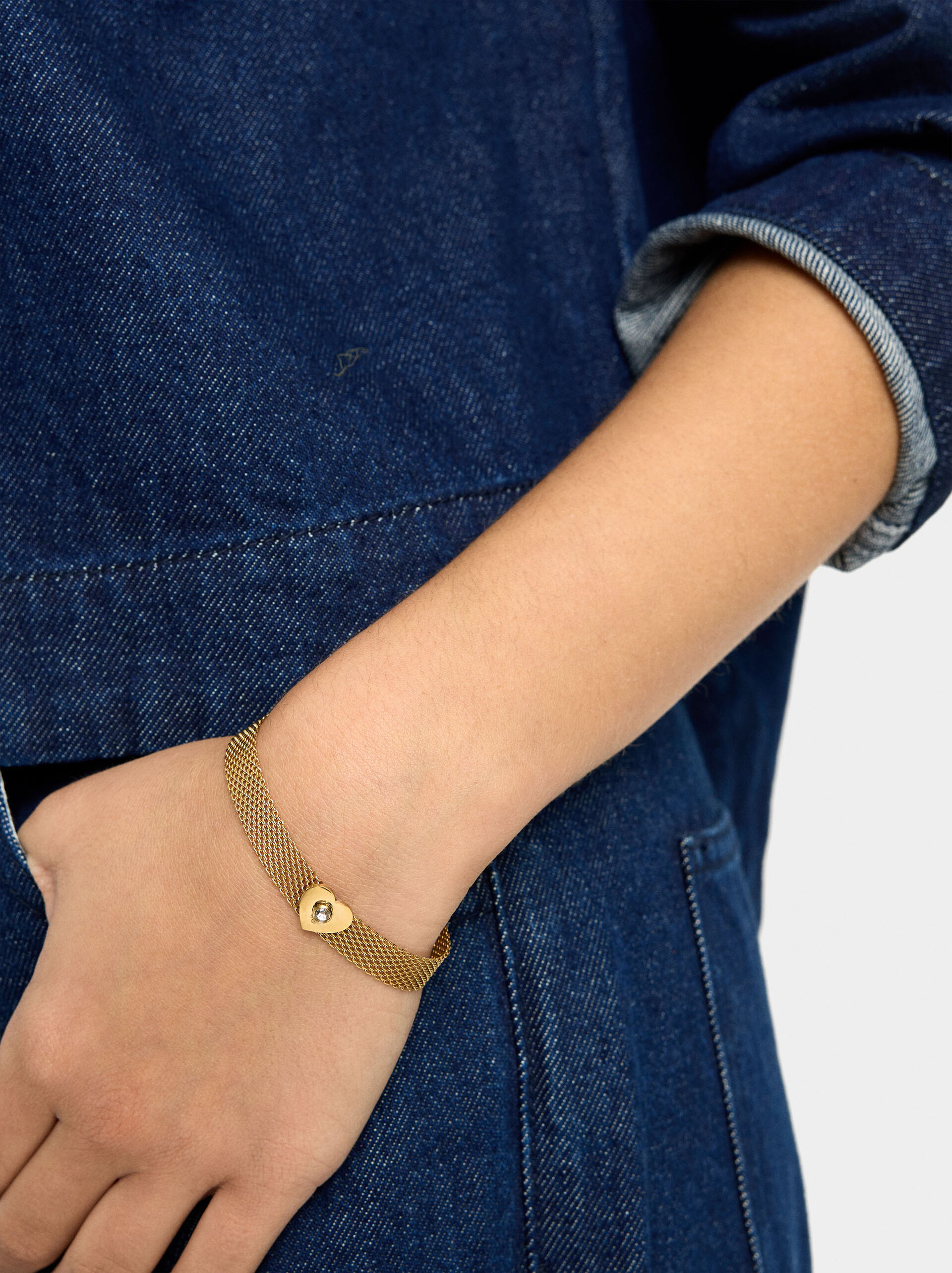 Heart mesh bracelet - stainless steel image number 1.0