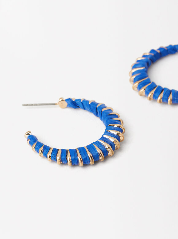 Earrings With Ráfia, Blue, hi-res