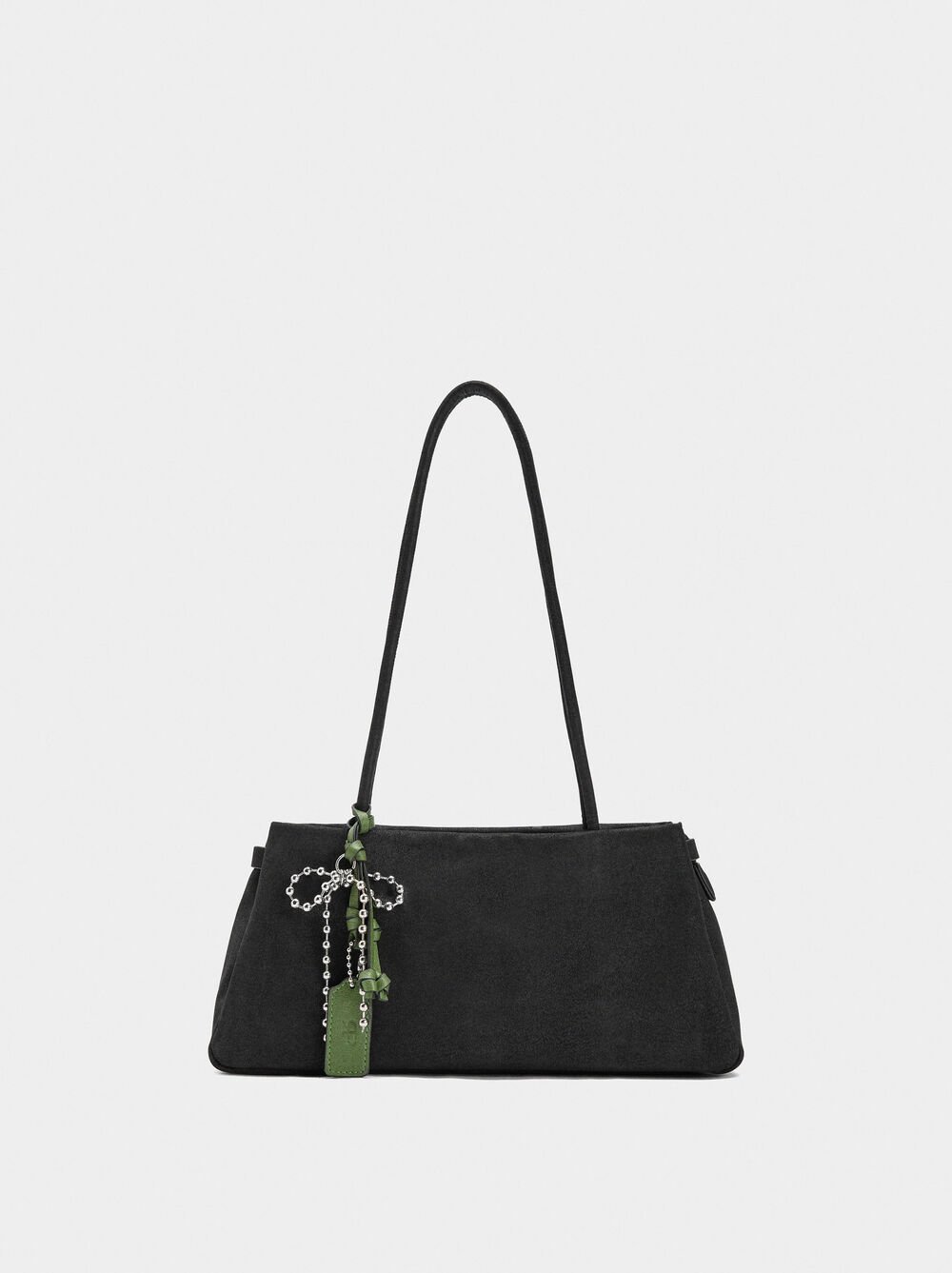 Leather-effect shoulder bag with pendant