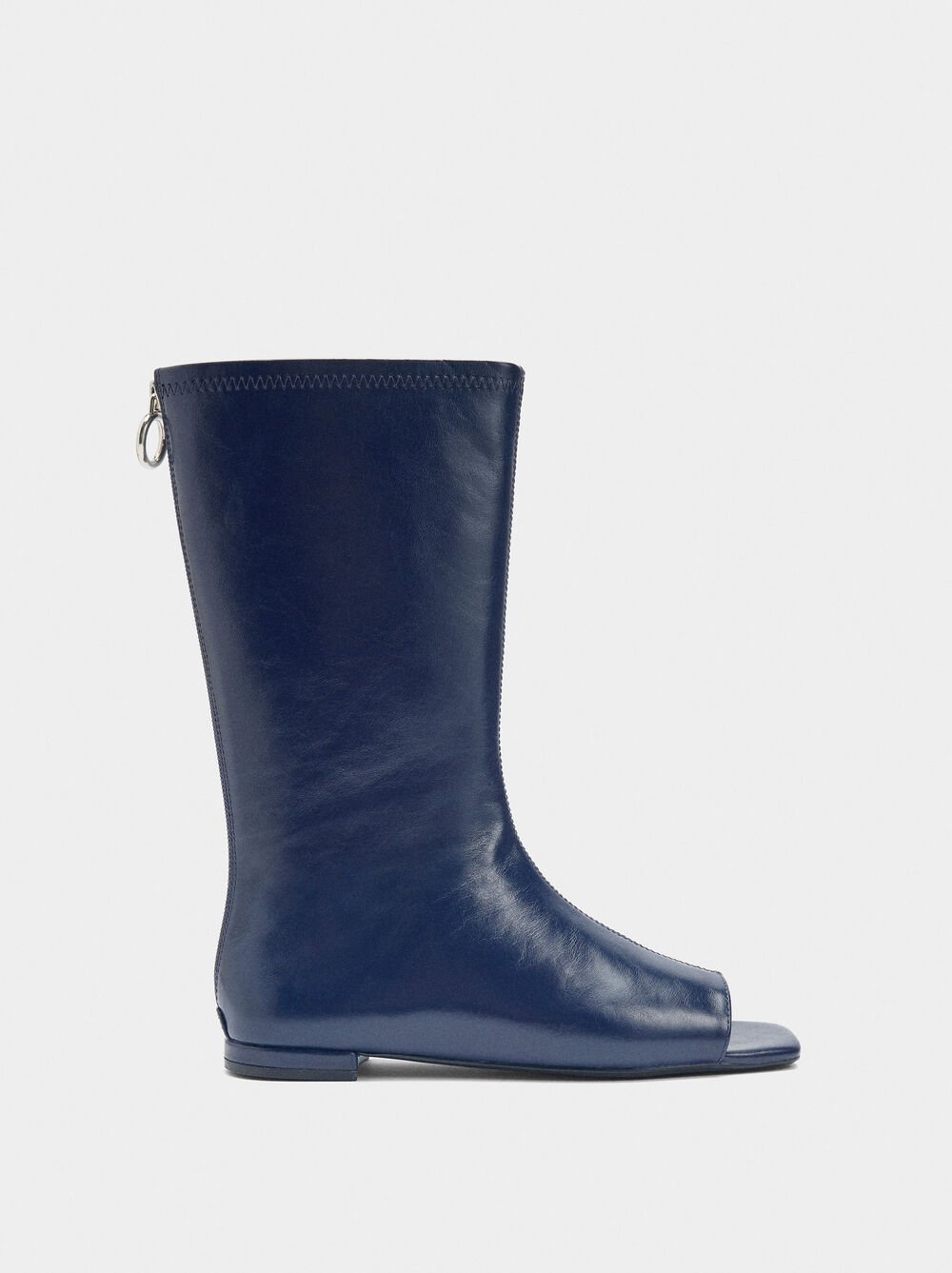 Stiefeletten aus Leder mit offener Spitze